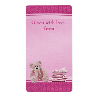 Étiquette Pink Teddy Apportez un livre Baby shower plaques d