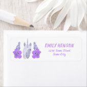 Étiquette Pink Unicorn Flower Floral Adresse de retour (En situation)