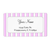 Étiquette Pink White Stripes Custom Template Large Shipping (Devant)