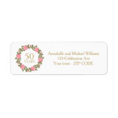Étiquette PINK WILD ROSES WREATH 50e adresse Mariage (Devant)