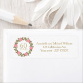 Étiquette PINK WILD ROSES WREATH 60e adresse Mariage (En situation)