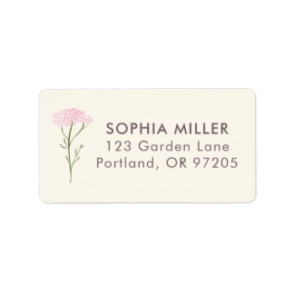 Étiquette Pink Yarrow Botanical Personalized