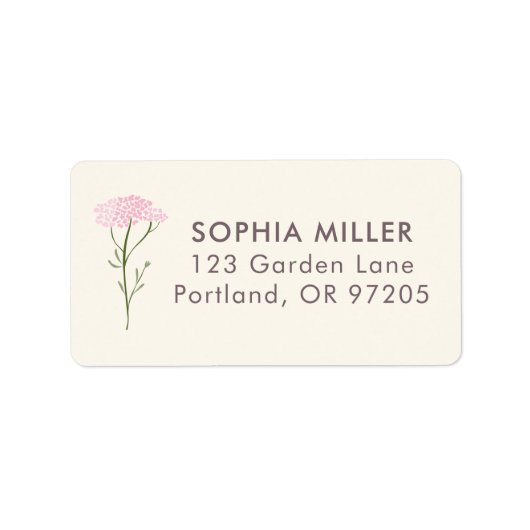 Étiquette Pink Yarrow Botanical Personalized (Devant)