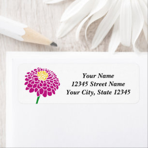 Étiquette Pink Zinnia fleur personnalisé adresse de retour