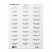 Étiquette Pins de Noël bleu et blanc (Feuille entière)