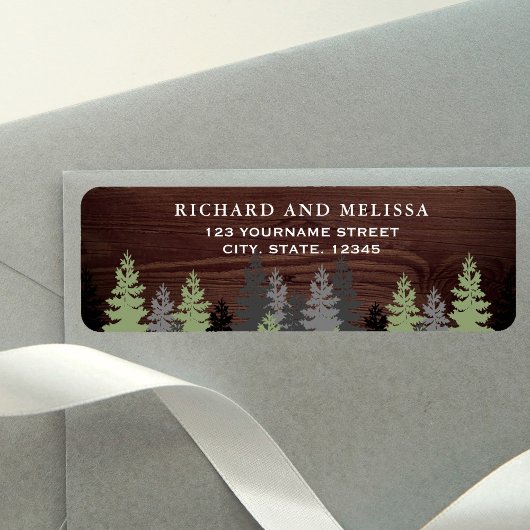 Étiquette Pins de Noël Mariage Rustique en Bois