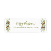 Étiquette Pins floraux verts couronne de Noël (Devant)