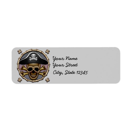 Étiquette Pirate croisée du crâne (Devant)