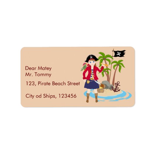 Étiquette Pirate Girl Treasure Map Amusant Anniversaire Fête (Devant)