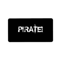 PIRATE ! Slogan dans la police grunge. Noir et bla