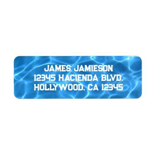 Étiquette Piscine Bleu Aqua Photo Sport (Devant)