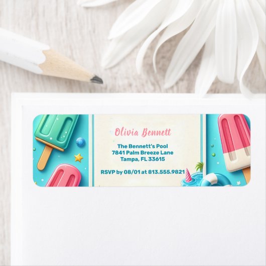 Étiquette Piscine Fête Eté (En situation)