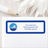 Étiquette Pismming venin, swimmer on blue circle custom (En situation)