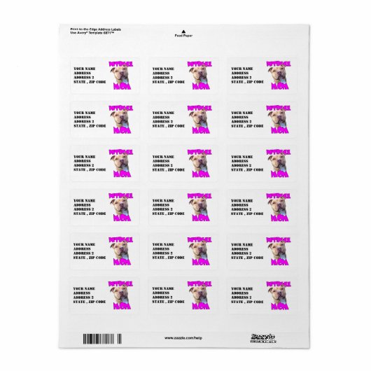 Étiquette Pitbull Mom (Feuille entière)