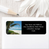 Étiquette Pittoresque Beach, branche de palmiers latéraux (En situation)