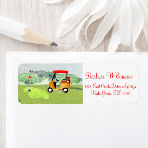 Étiquette Pittoresque Fun Golf Panier Greens Adresse de reto