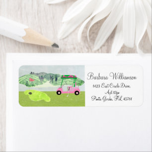 Étiquette Pittoresque Fun Golf Panier Greens Adresse de reto