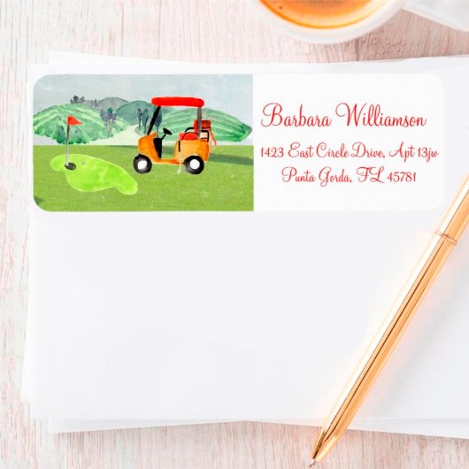 Étiquette Pittoresque Fun Golf Panier Greens Adresse de reto