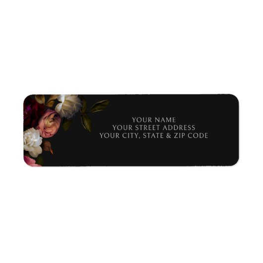 Étiquette Pivoines Crème Bourgogne Foncé Registre de Mariage (Devant)