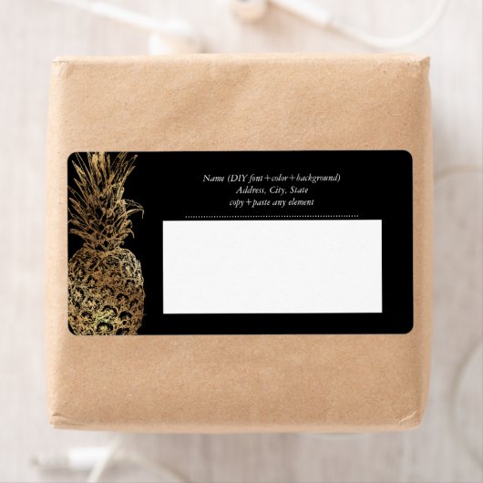 Étiquette PixDezines Aloha Ananas+Faux Or (En situation)