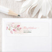 Étiquette PixDezines Aquarelle Dusty Blush Gum Eucalyptus (En situation)