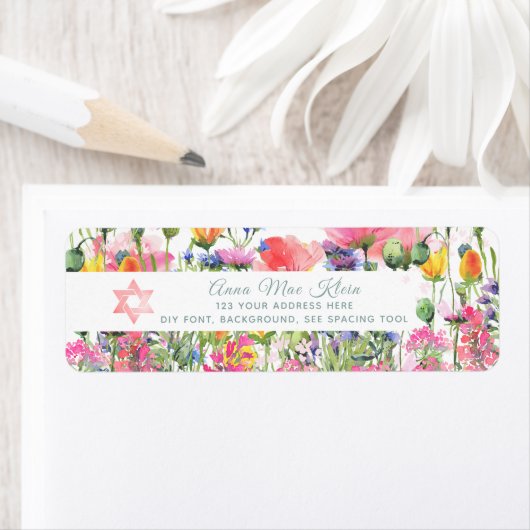 Étiquette PixDezines Aquarelle Fleurs sauvages Pré (En situation)