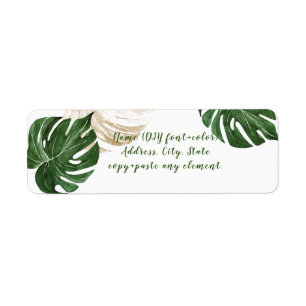 Étiquette PixDezines Aquarelle Monstera Feuilles, Vert luxur