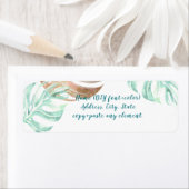 Étiquette PixDezines Aquarelle Monstera Feuilles, Vert Turqu (En situation)