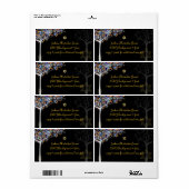 Étiquette PixDezines arbre de vie/mitzvah (Feuille entière)