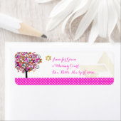 Étiquette PixDezines Arbre rose de vie/Bat mitzvah (En situation)