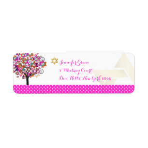 Étiquette PixDezines Arbre rose de vie/Bat mitzvah