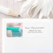 Étiquette PixDezines Art Moderne Aquarelle Aqua Blush (En situation)