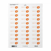 Étiquette PixDezines baiser/lèvres/orange (Feuille entière)