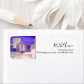 Étiquette PixDezines Bat mitzvah violet aquarelle (En situation)