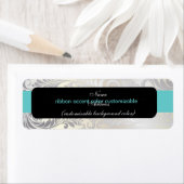 Étiquette PixDezines Bellissimo Damask faux argent/acce bleu (En situation)