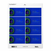 Étiquette PixDezines bleu cobalt oeil paon (Feuille entière)