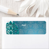 Étiquette PixDezines Damask 1, turquoise (En situation)