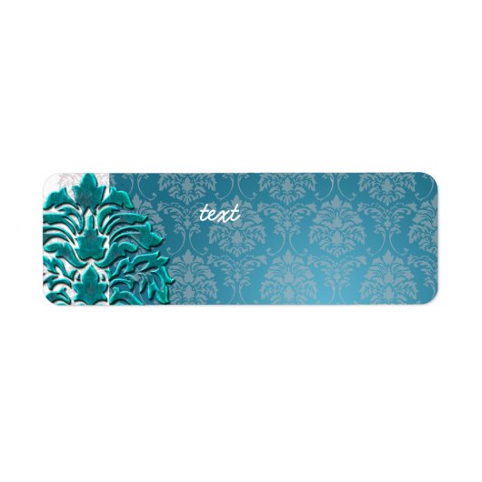 Étiquette PixDezines Damask 1, turquoise (Devant)