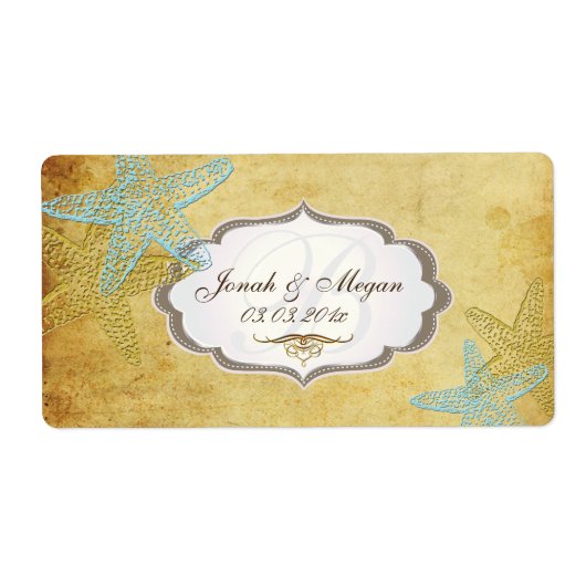 Étiquette PixDezines étoiles de mer vintage + 4 choix de éti (Devant)