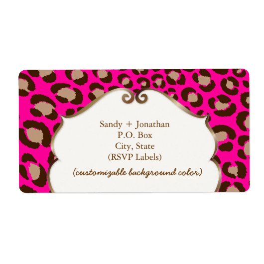 Étiquette PixDezines Felina, empreinte de léopard rose chaud (Devant)