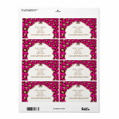 Étiquette PixDezines Felina, empreinte de léopard rose chaud (Feuille entière)