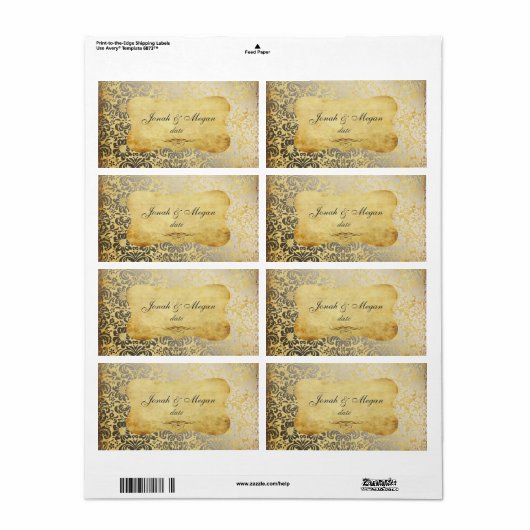 Étiquette PixDezines Felina, Faux Silver Fidora Damask (Feuille entière)