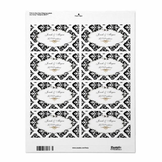 Étiquette PixDezines Felina, Olivia Damask (Feuille entière)