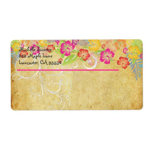 Étiquette PixDezines Leis hawaïen d'Hibiscus (Devant)