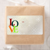 Étiquette PixDezines Love, Snowflakes Blanc + Pearl (En situation)