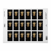 Étiquette PixDezines Marbre+Ananas Hawaïen Faux Or (Feuille entière)