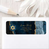 Étiquette PixDezines Mitzvah Aquarelle Agate Ardoise bleu (En situation)