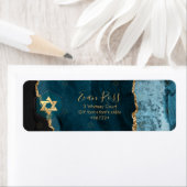 Étiquette PixDezines Mitzvah Aquarelle Agate Vert Turquoise (En situation)