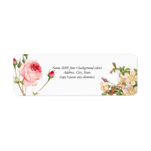 Étiquette PixDezines Redoute Roses Vintages (Devant)