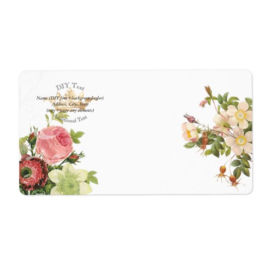 Étiquette PixDezines Redoute Roses Vintages/Gold Crown (Devant)